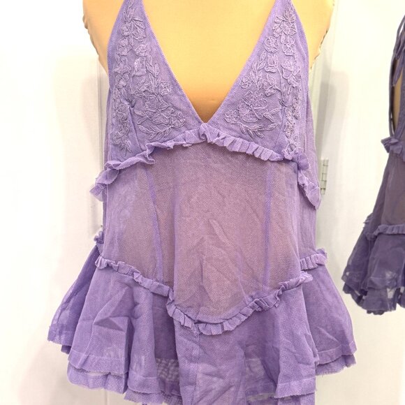 Free People Tunic Top Ruffle Mini Overlay Dress - Picture 8 of 9